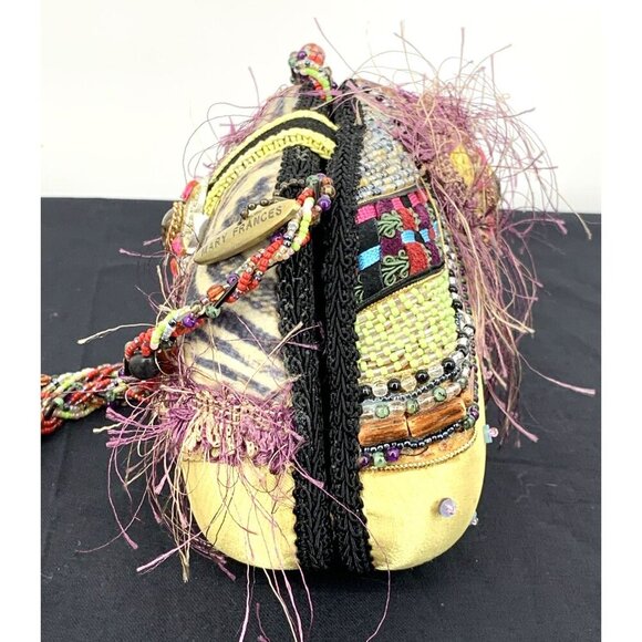 Mary Frances Hardshell Handbag with Beaded Shoulder Strap 8" Vintage - Picture 7 of 12